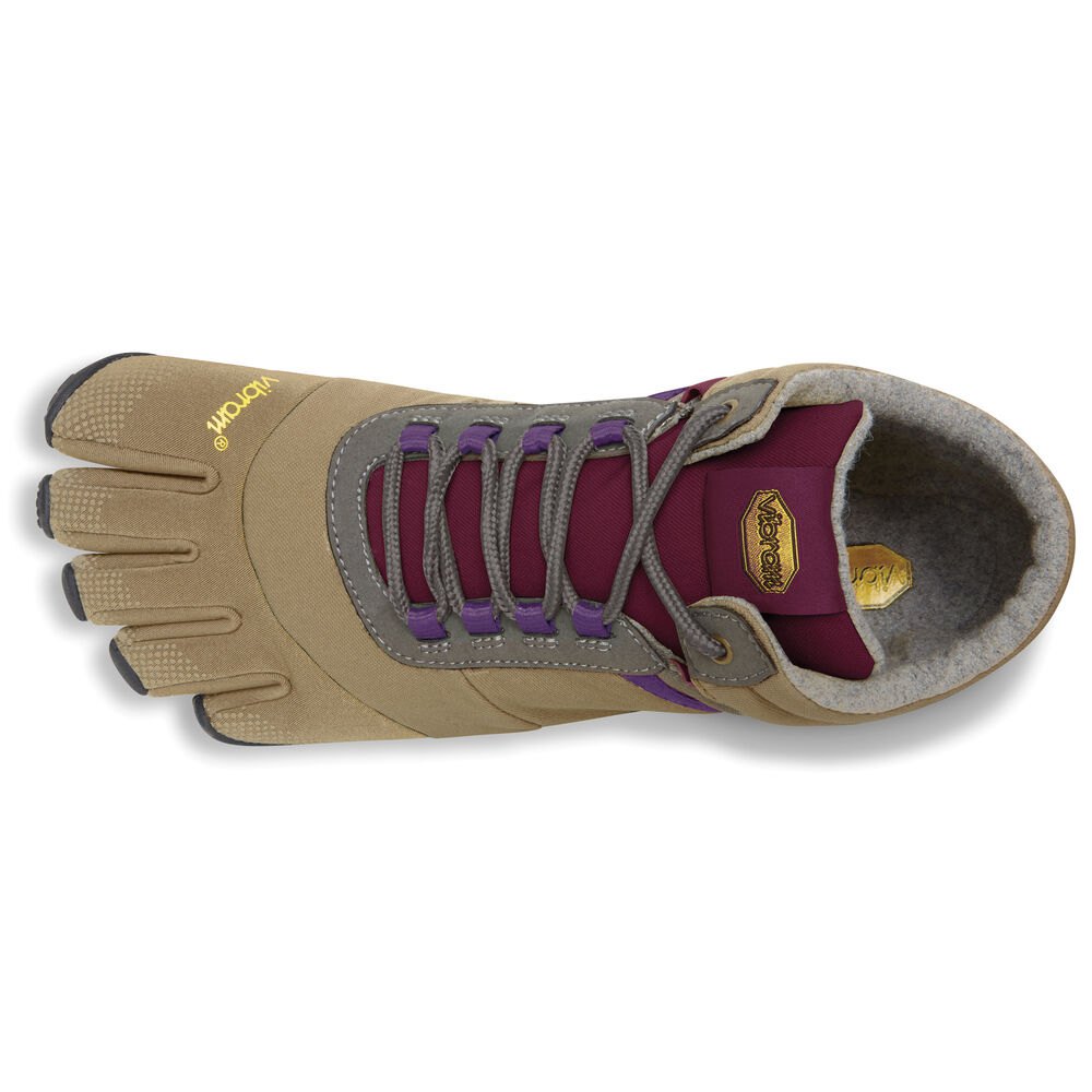 Zapatos De Trail Mujer Kaki/Morados - FiveFingers Trek Ascent Insulated - EYDSVA-569